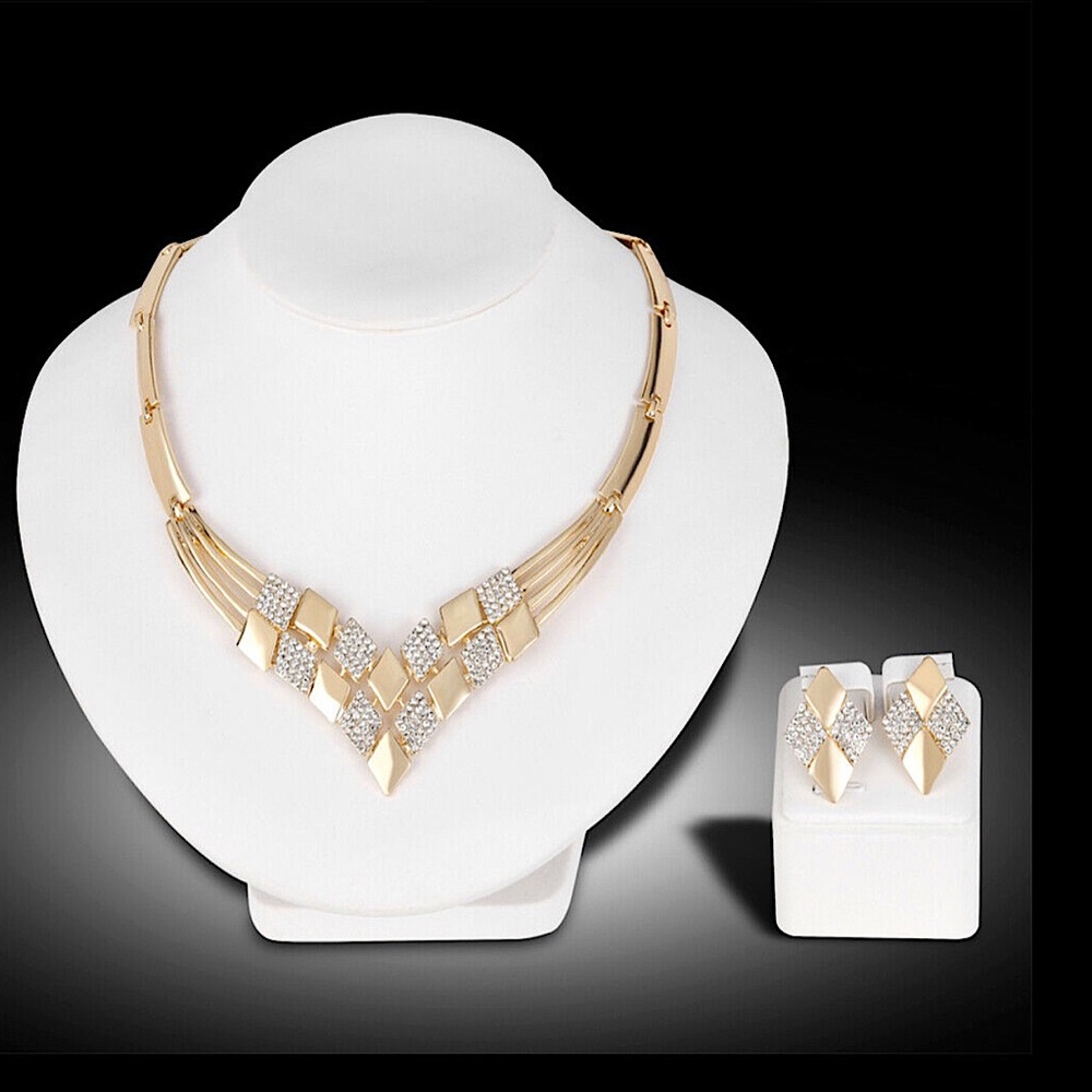 Luxury Rhombus Gold Plated Jewelry Set